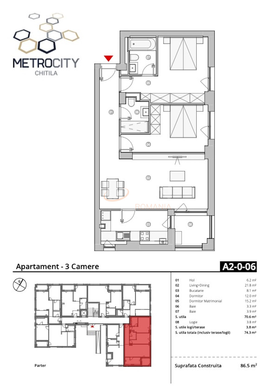 Apartament, 3 camere Bucuresti/Chitila