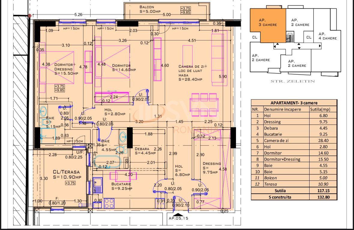 Apartament, 3 camere Bucuresti/Aviatiei
