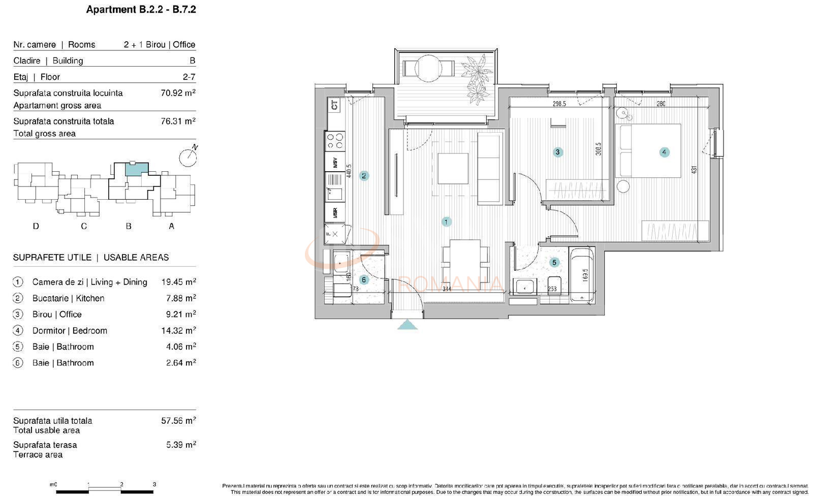 Apartament, 3 camere Bucuresti/Damaroaia