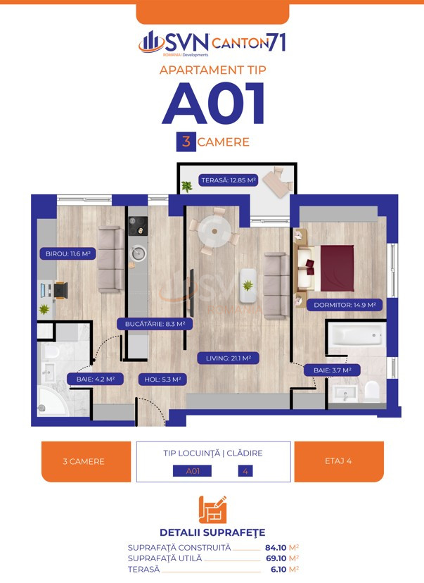 Apartament, 3 camere Bucuresti/Aviatiei