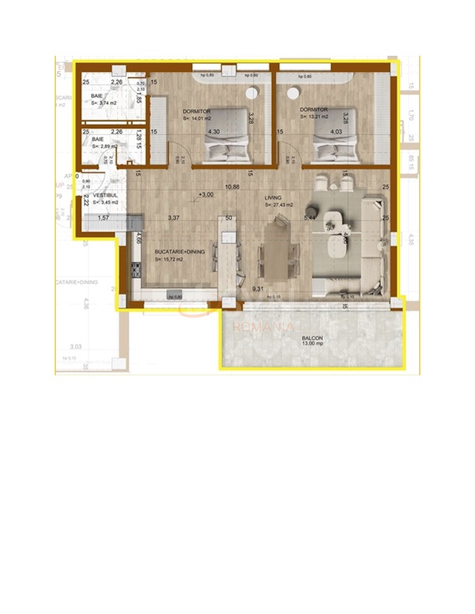 Apartament, 3 camere Bucuresti/1 Mai