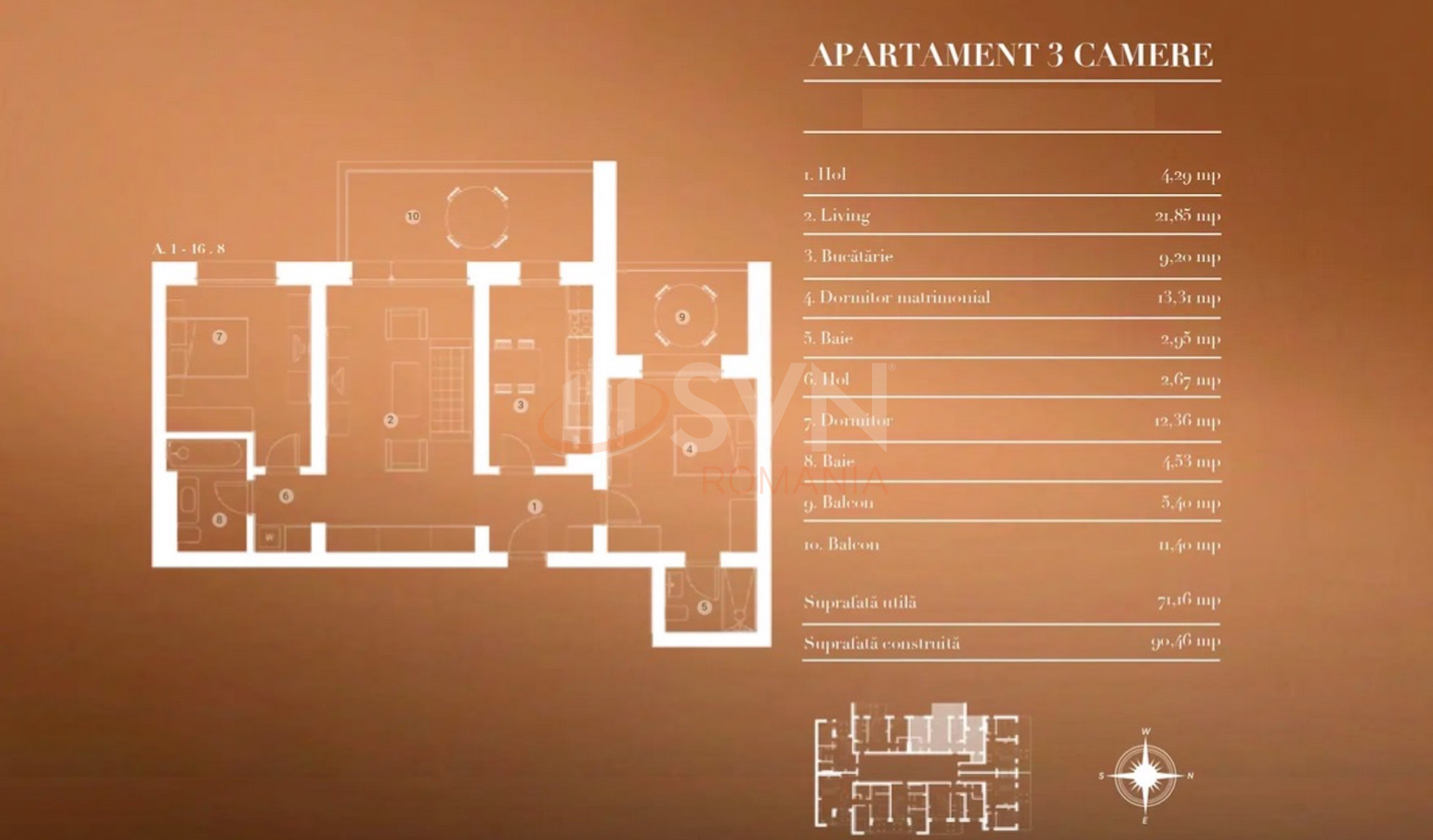 Apartament, 3 camere Bucuresti/Aviatiei