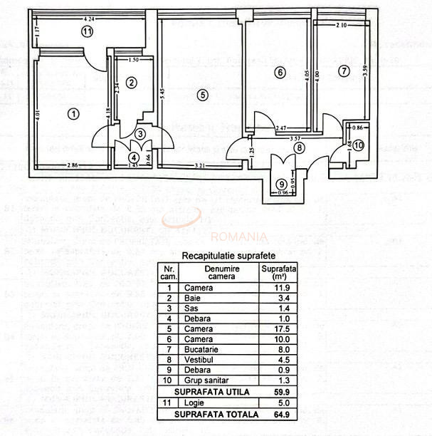 Apartament, 3 camere Bucuresti/Bucur Obor