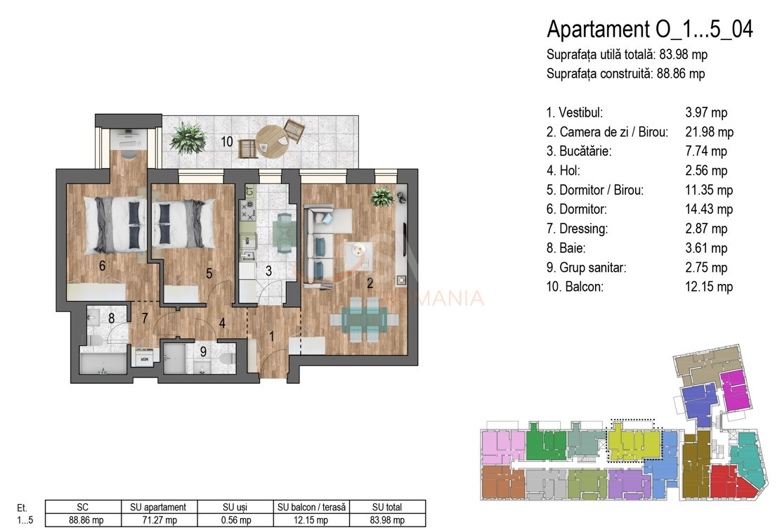 Apartament, 3 camere Bucuresti/Timpuri Noi