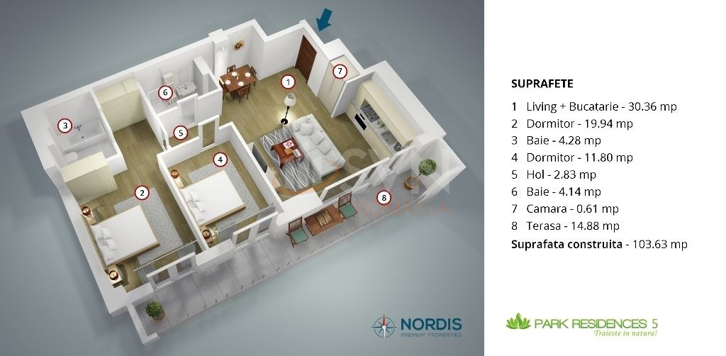 Apartament, 3 camere Bucuresti/Baneasa