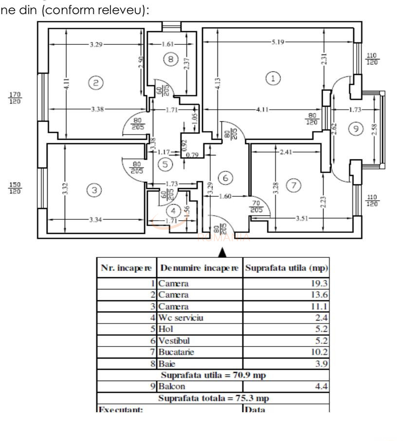 Apartament, 3 camere Bucuresti/Militari