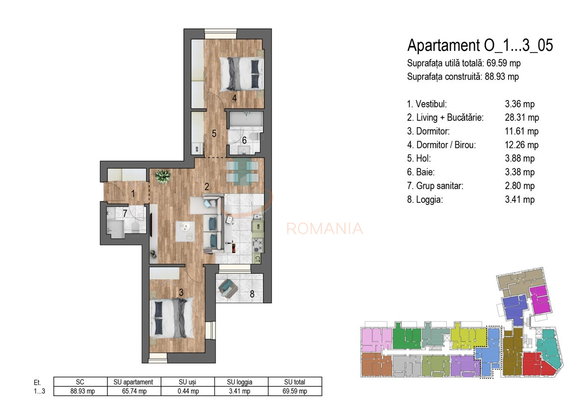 Apartament, 3 camere Bucuresti/Timpuri Noi
