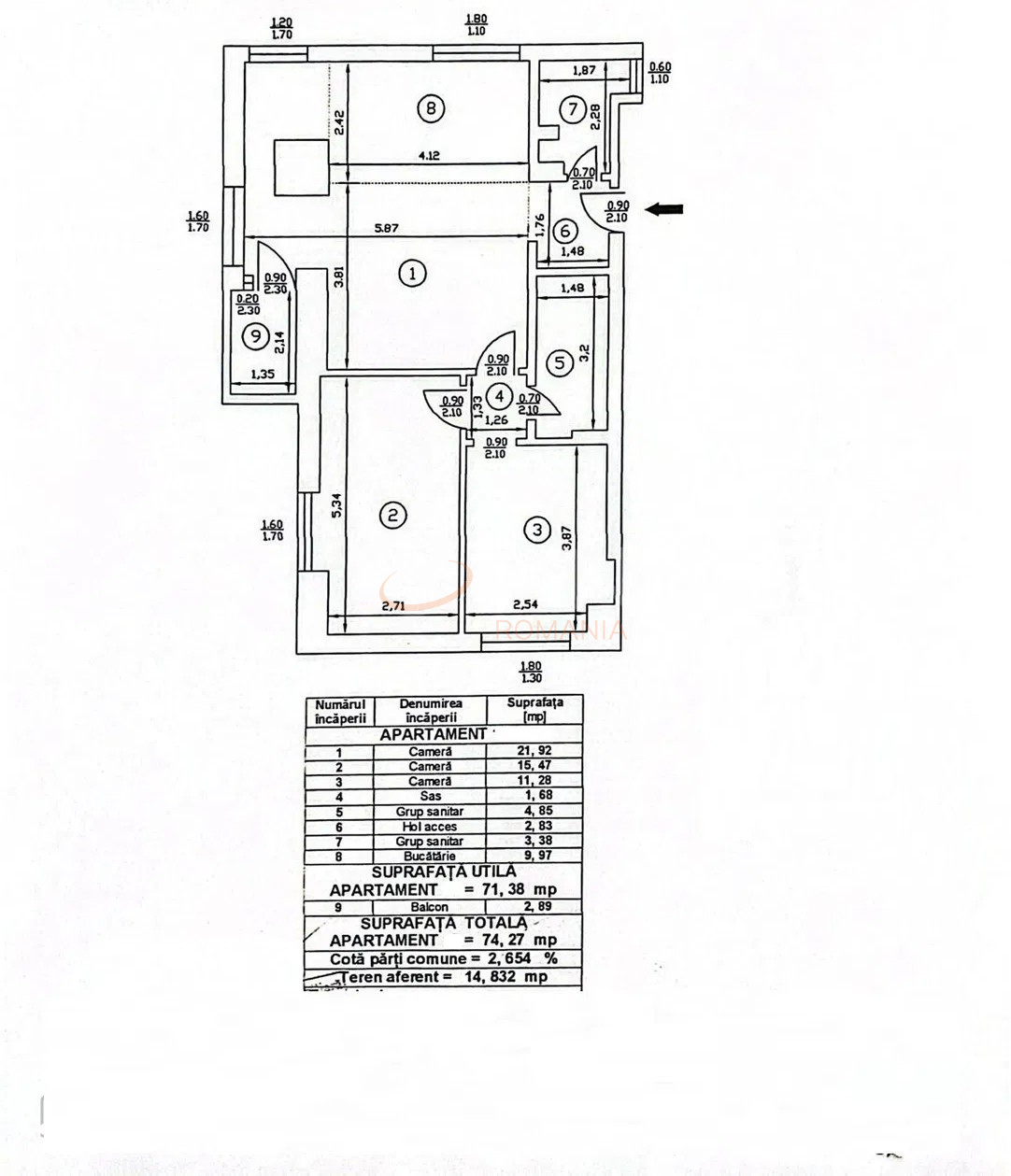 Apartament, 3 camere Bucuresti/P-ta Victoriei