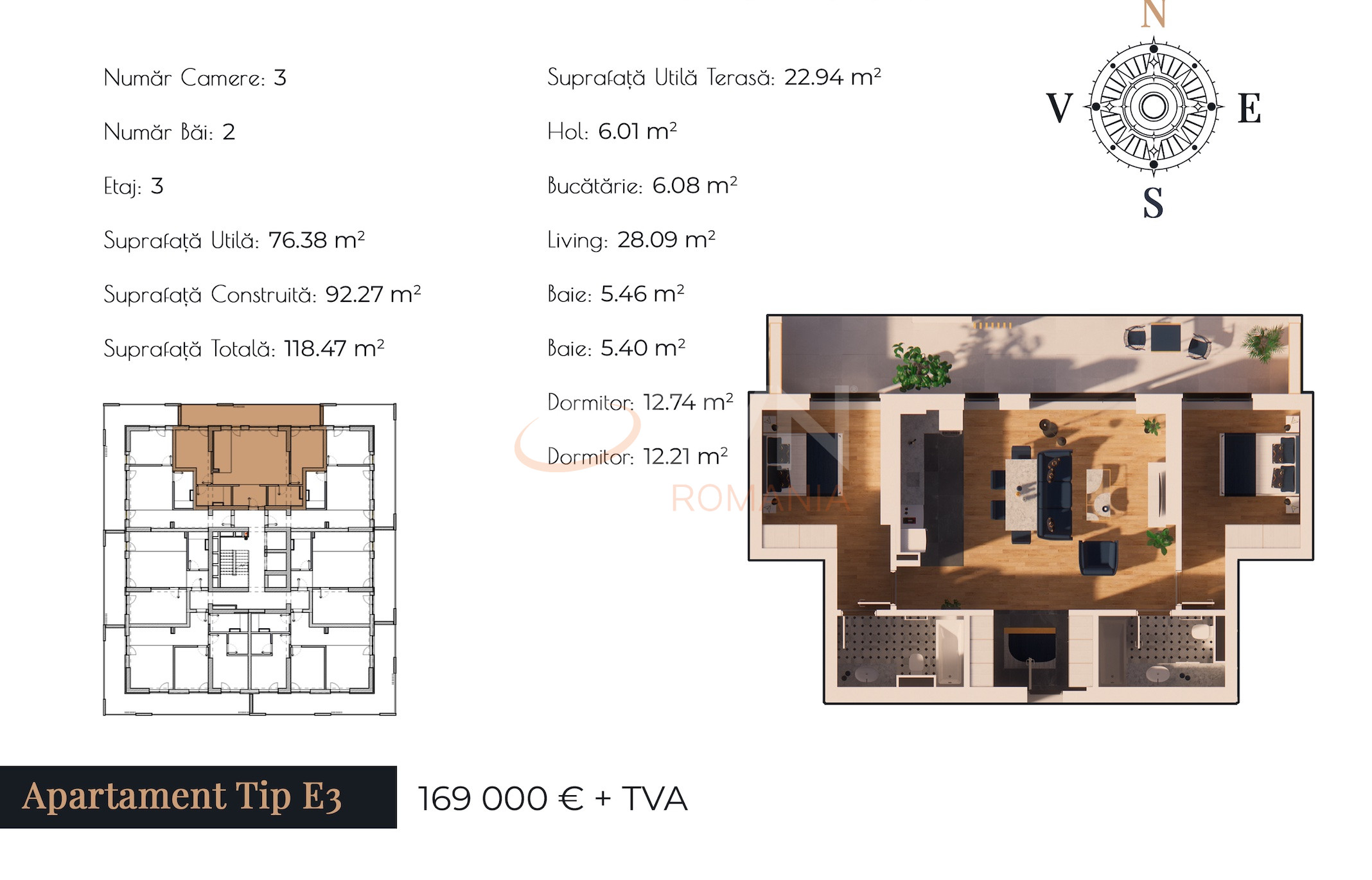 Apartament, 3 camere Bucuresti/13 Septembrie
