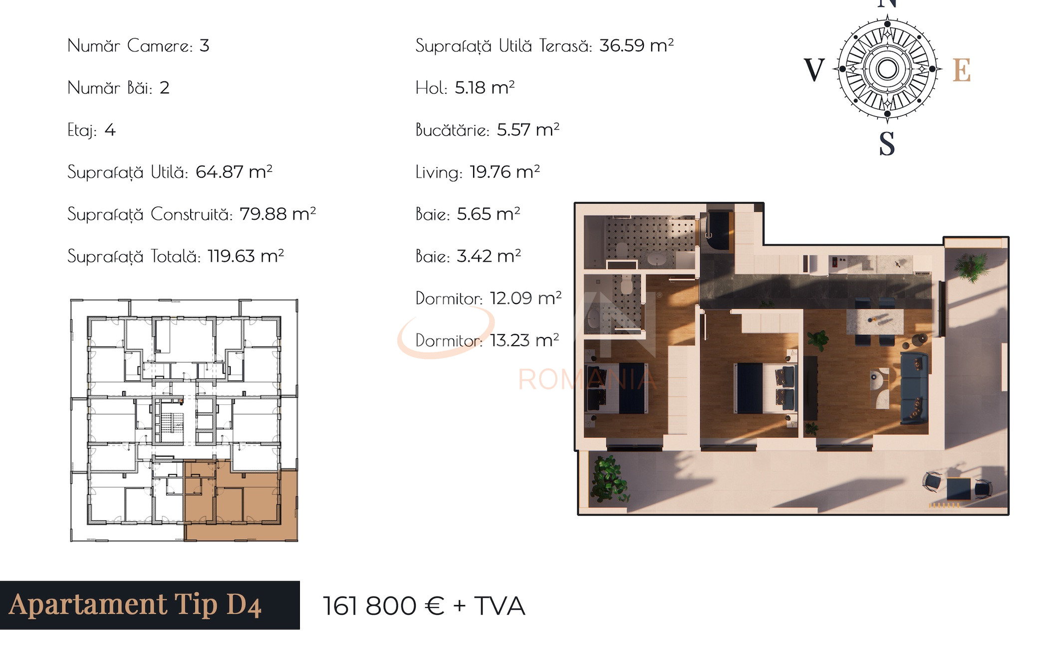 Apartament, 3 camere Bucuresti/13 Septembrie