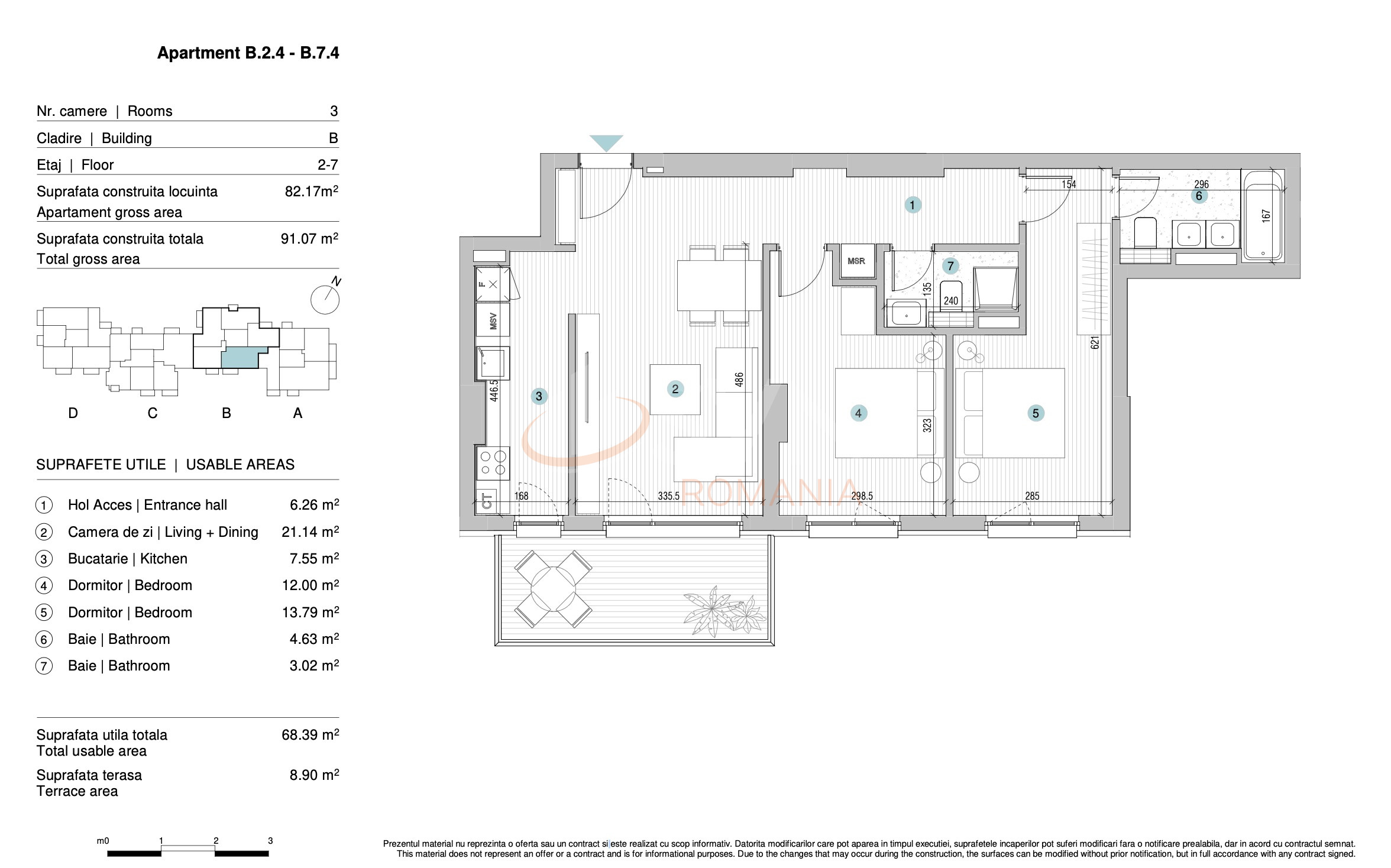 Apartament, 3 camere Bucuresti/Straulesti