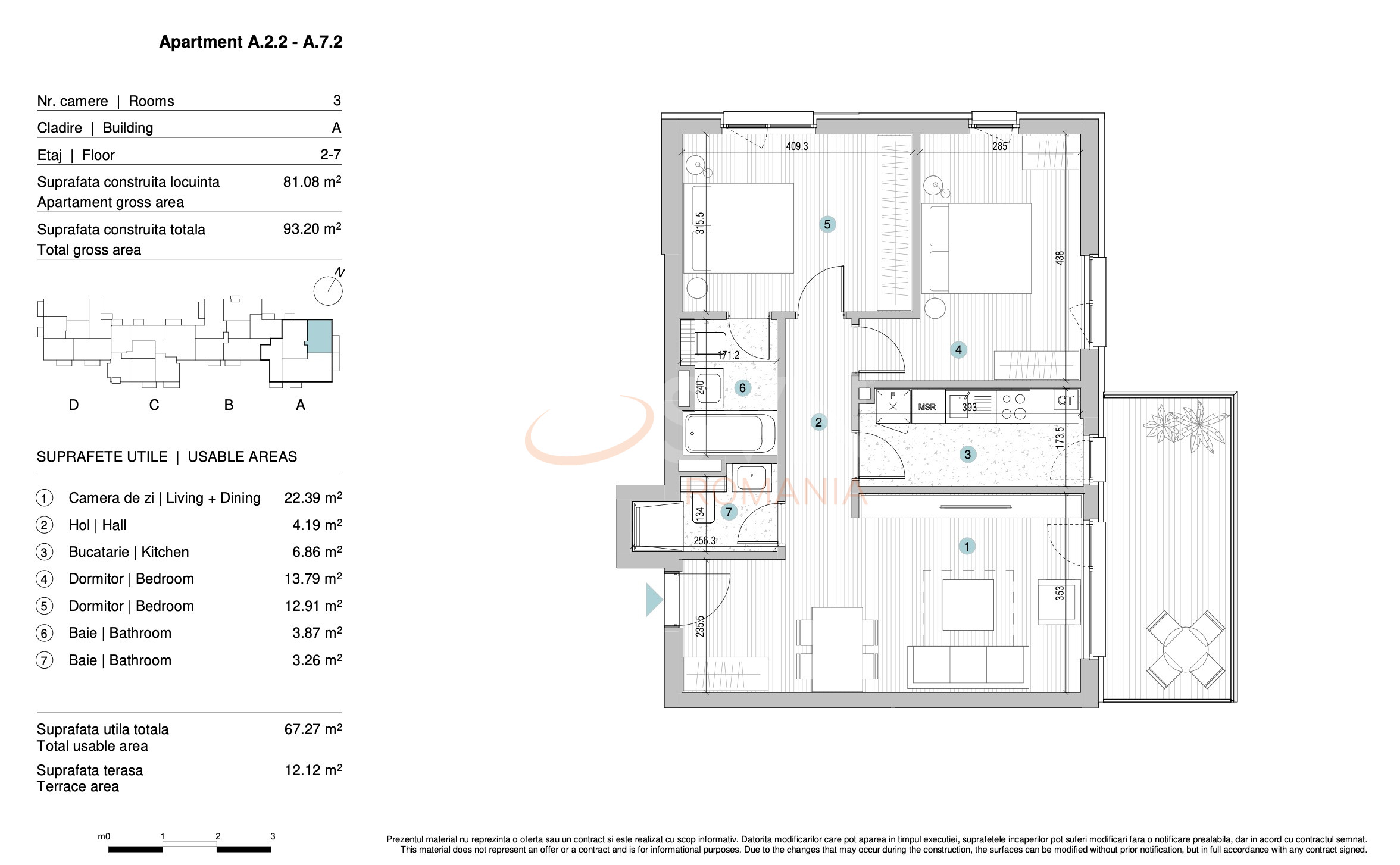 Apartament, 3 camere Bucuresti/Straulesti