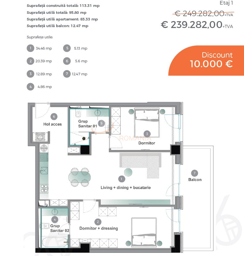 Apartament, 3 camere Bucuresti/Pipera
