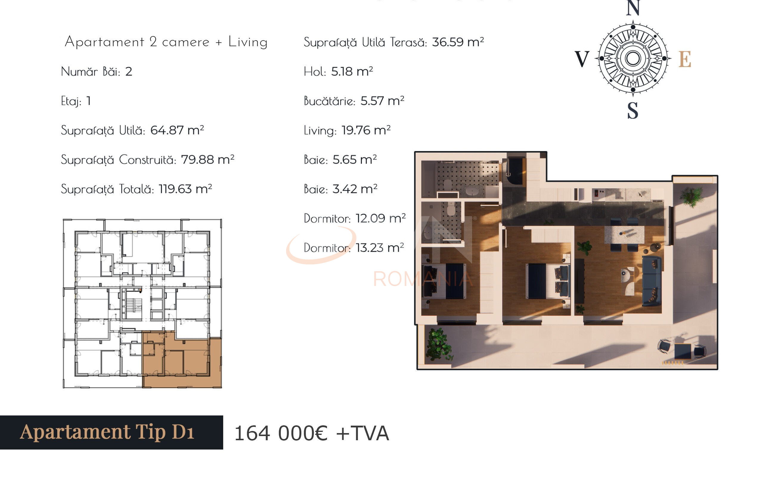 Apartament, 3 camere Bucuresti/13 Septembrie