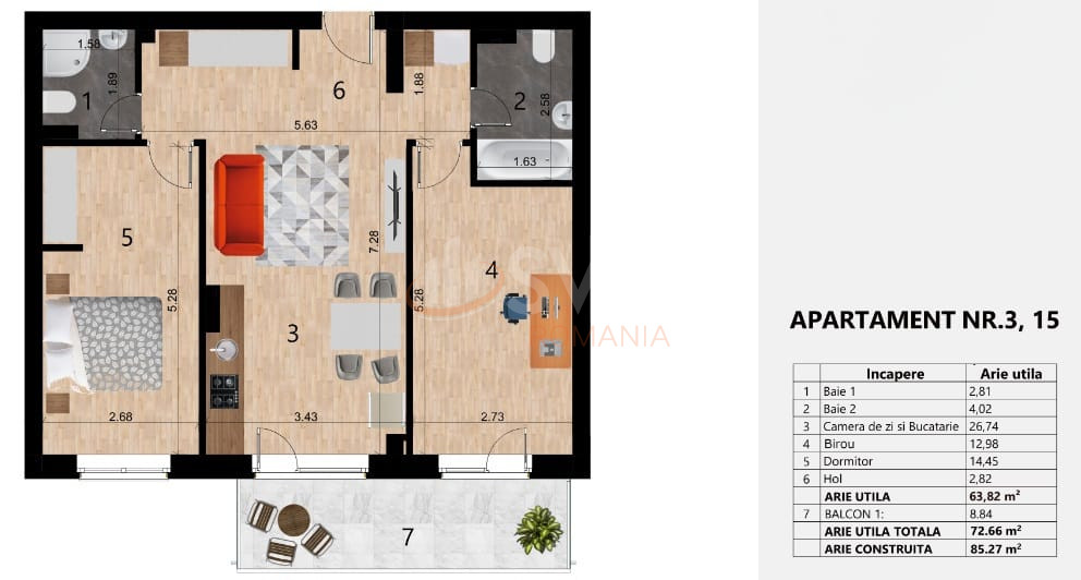 Apartament, 3 camere Cluj/Zorilor