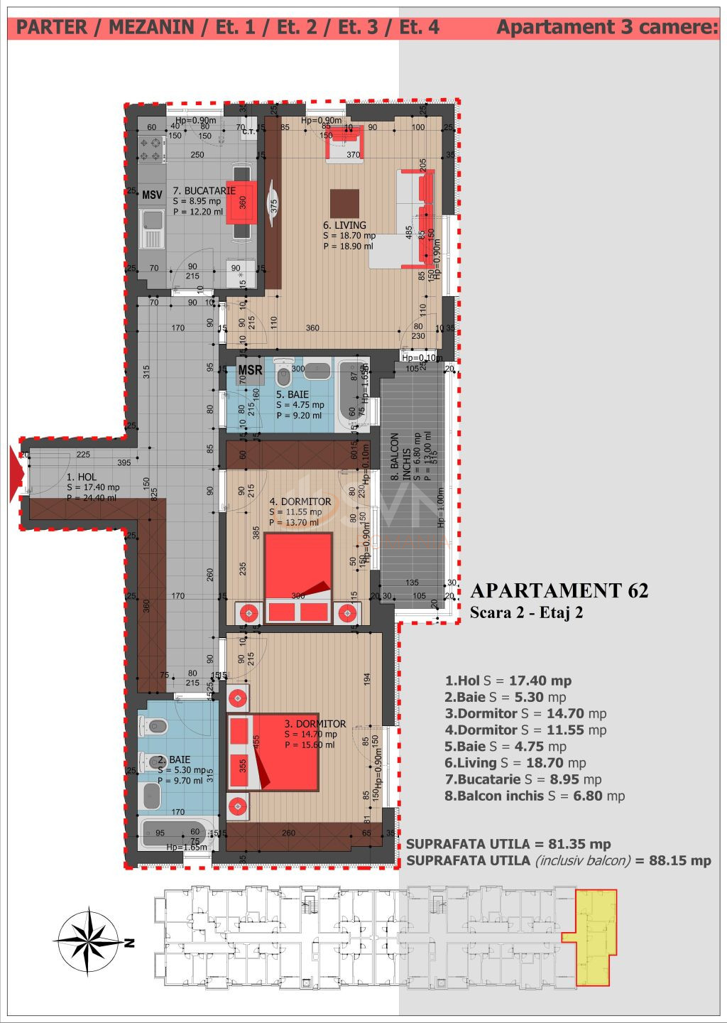 Apartament, 3 camere Bucuresti/Decebal