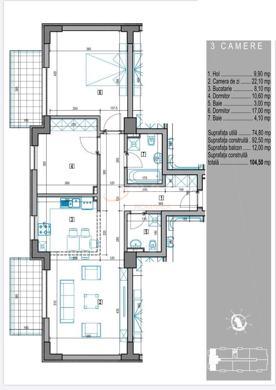 Apartament, 3 camere Bucuresti/Sisesti