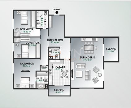 Apartament, 4 camere Bucuresti/Lacul Tei