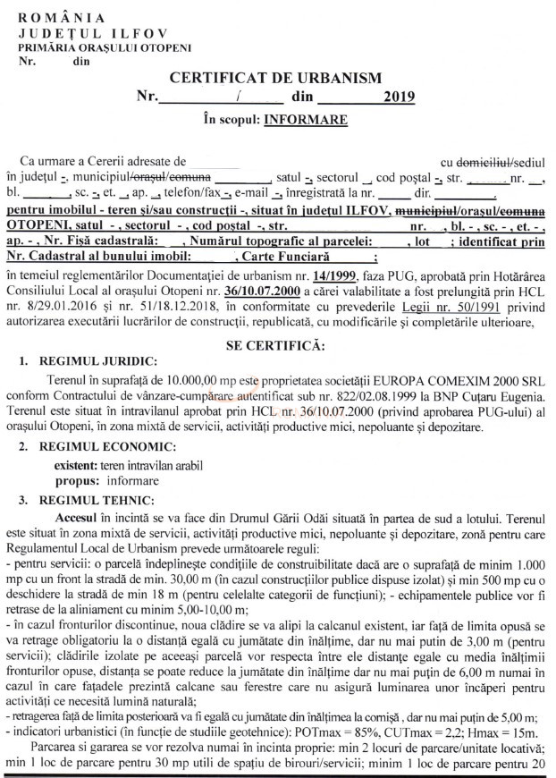 Teren 10000 mp Ilfov/Otopeni