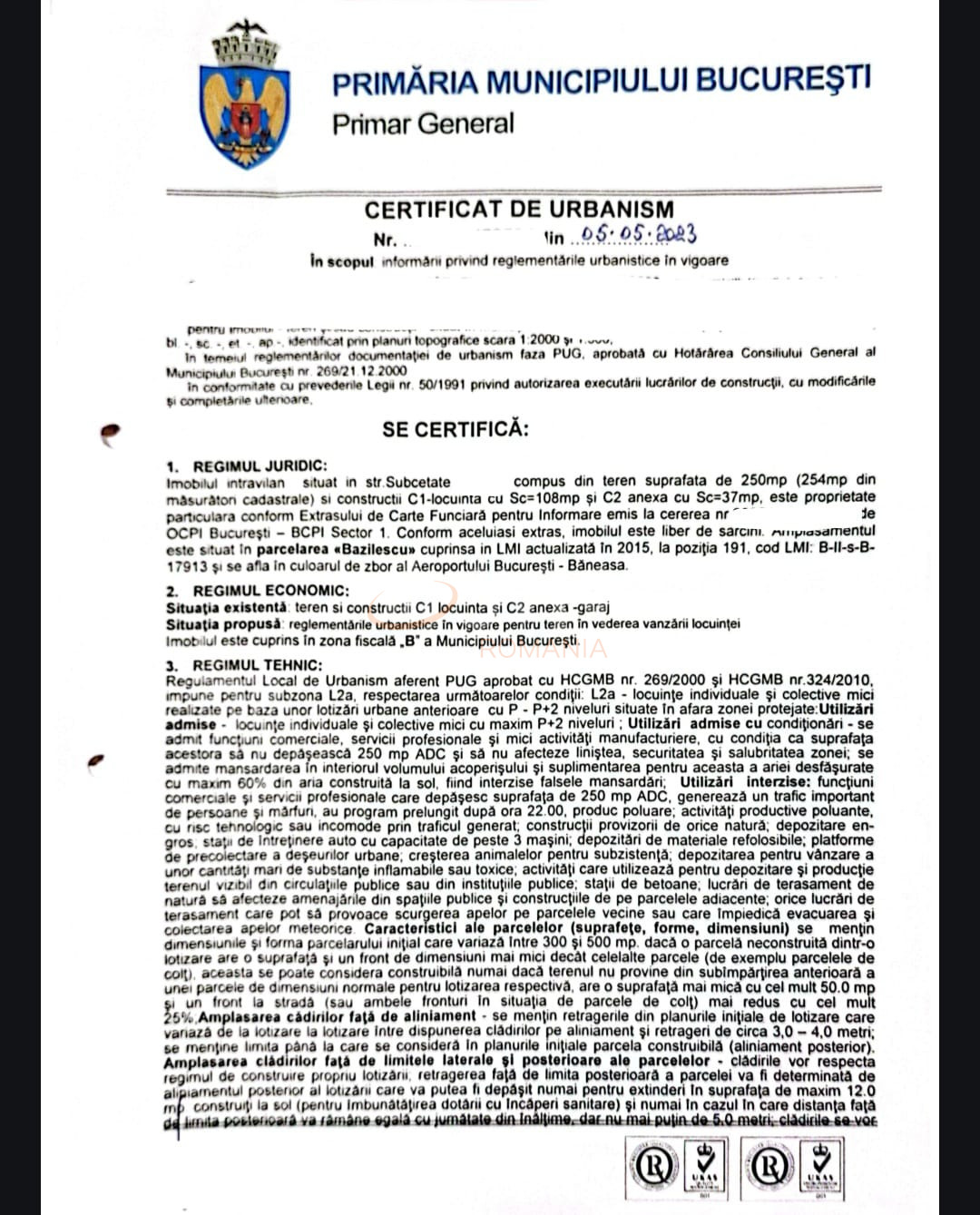 Teren 254 mp Bucuresti/Bucurestii Noi