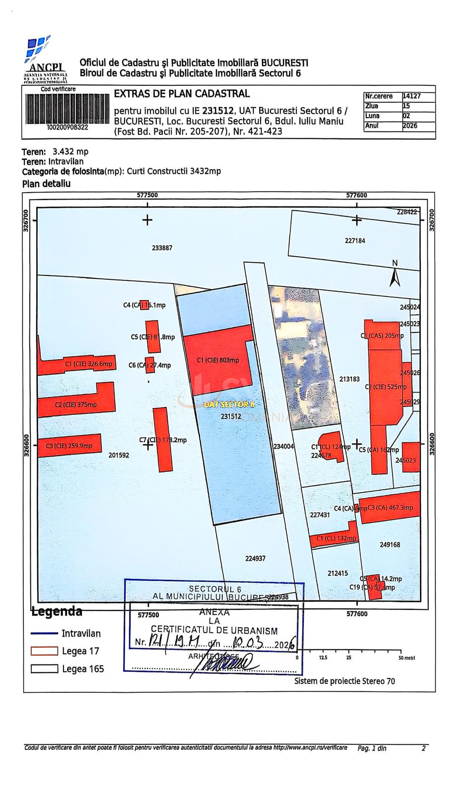Teren 3432 mp Bucuresti/Militari